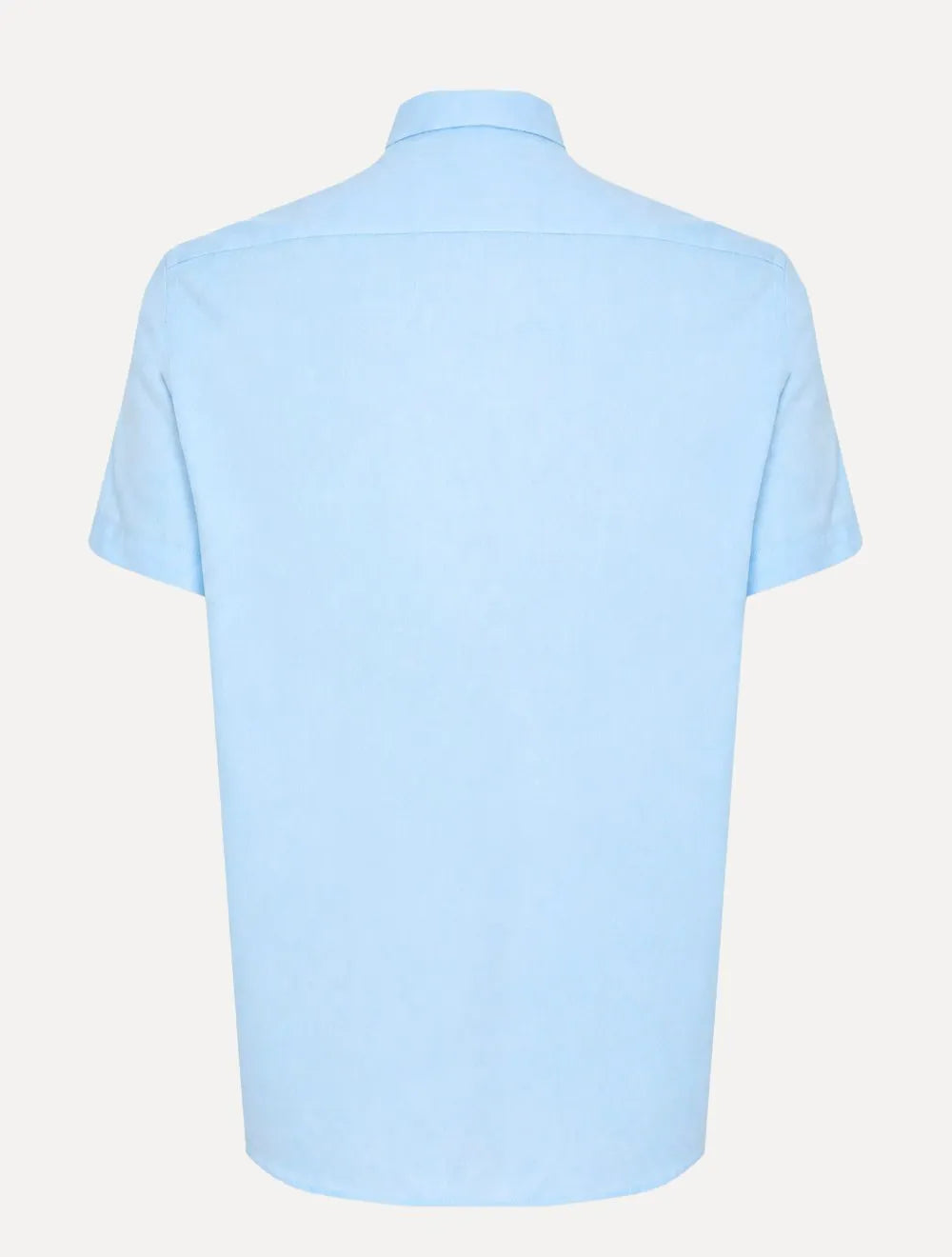Camisa Dudalina Masculina Manga Curta Slim Superfine Cotton Tricoline Lisa Azul Claro