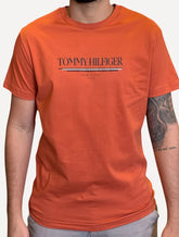 Camiseta Tommy Hilfiger Masculina Brand Love Big Laranja Escuro