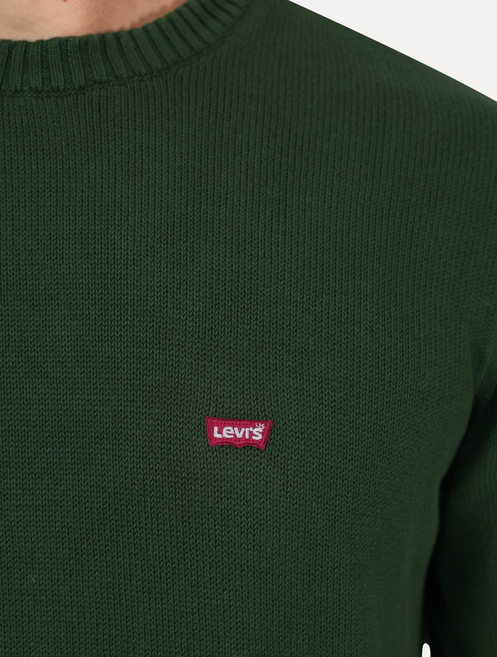 Suéter Levis Masculino Crewneck Classic Housemark Logo Verde Escuro