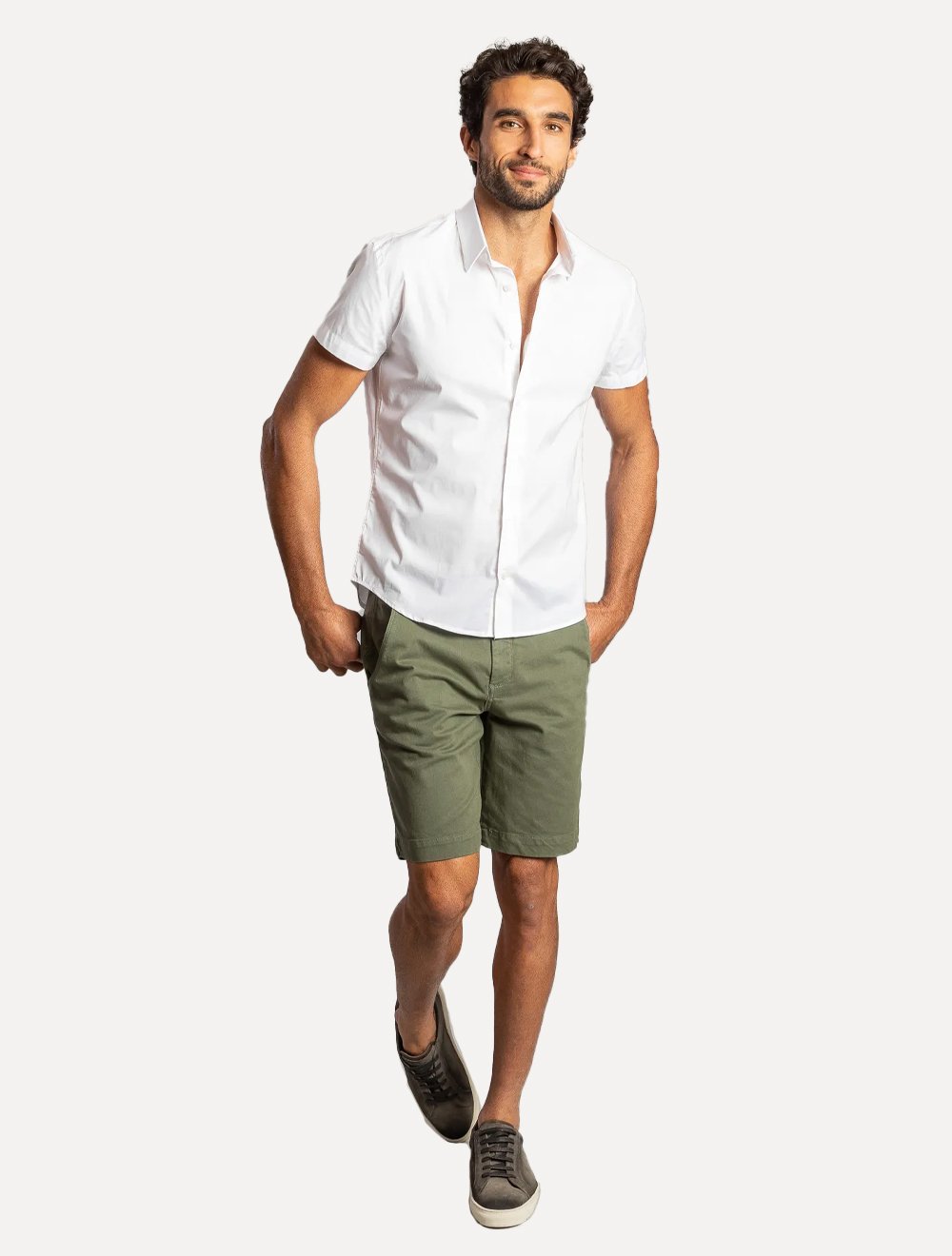 Camisa Sergio K Masculina Manga Curta Elastano Branca