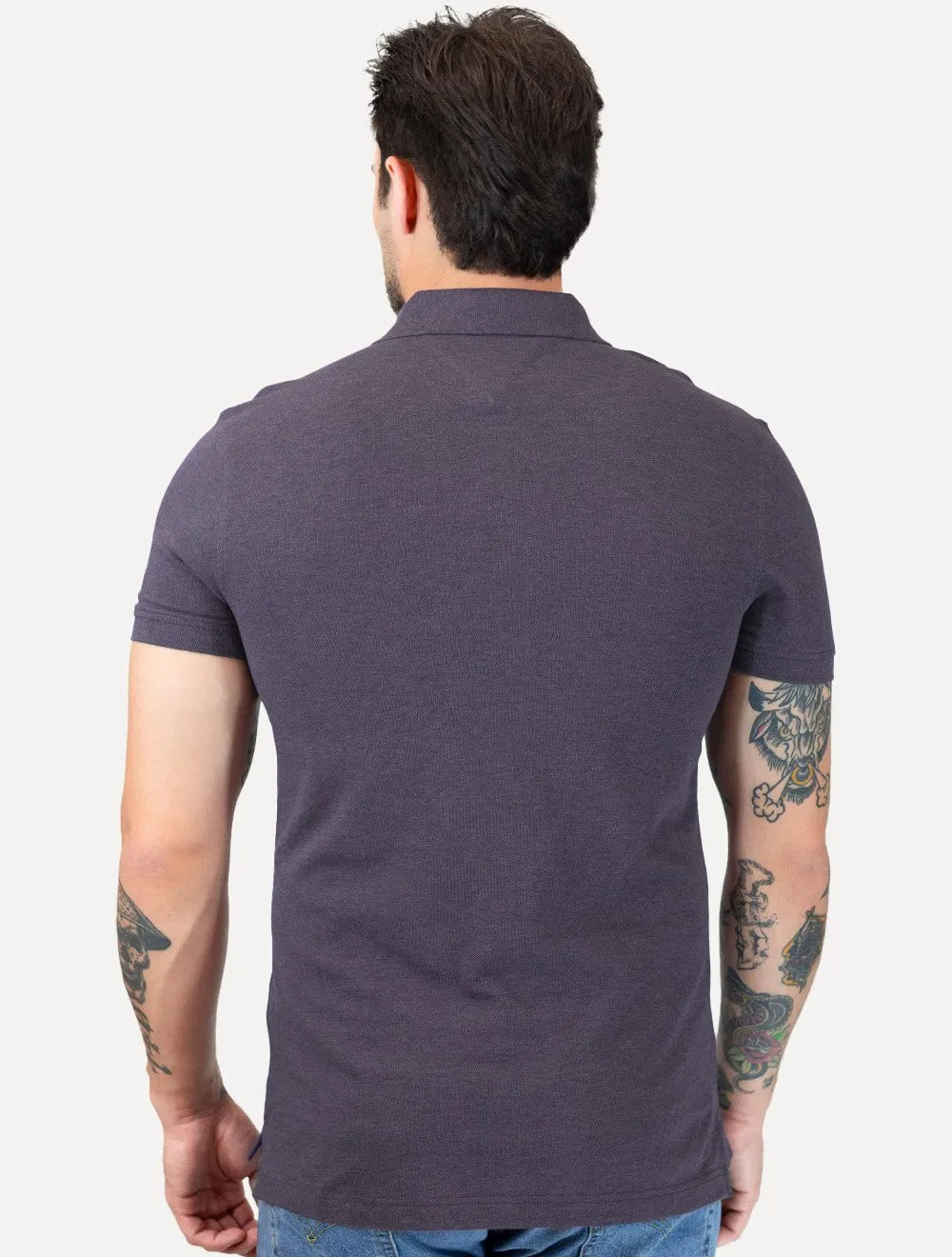 Polo Tommy Hilfiger Masculina Slim Piquet 1985 Vinho Medio Mescla