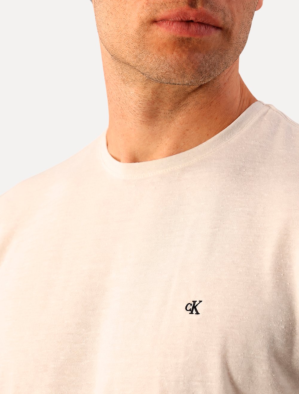 Camiseta Calvin Klein Jeans Masculina Botonê Off White