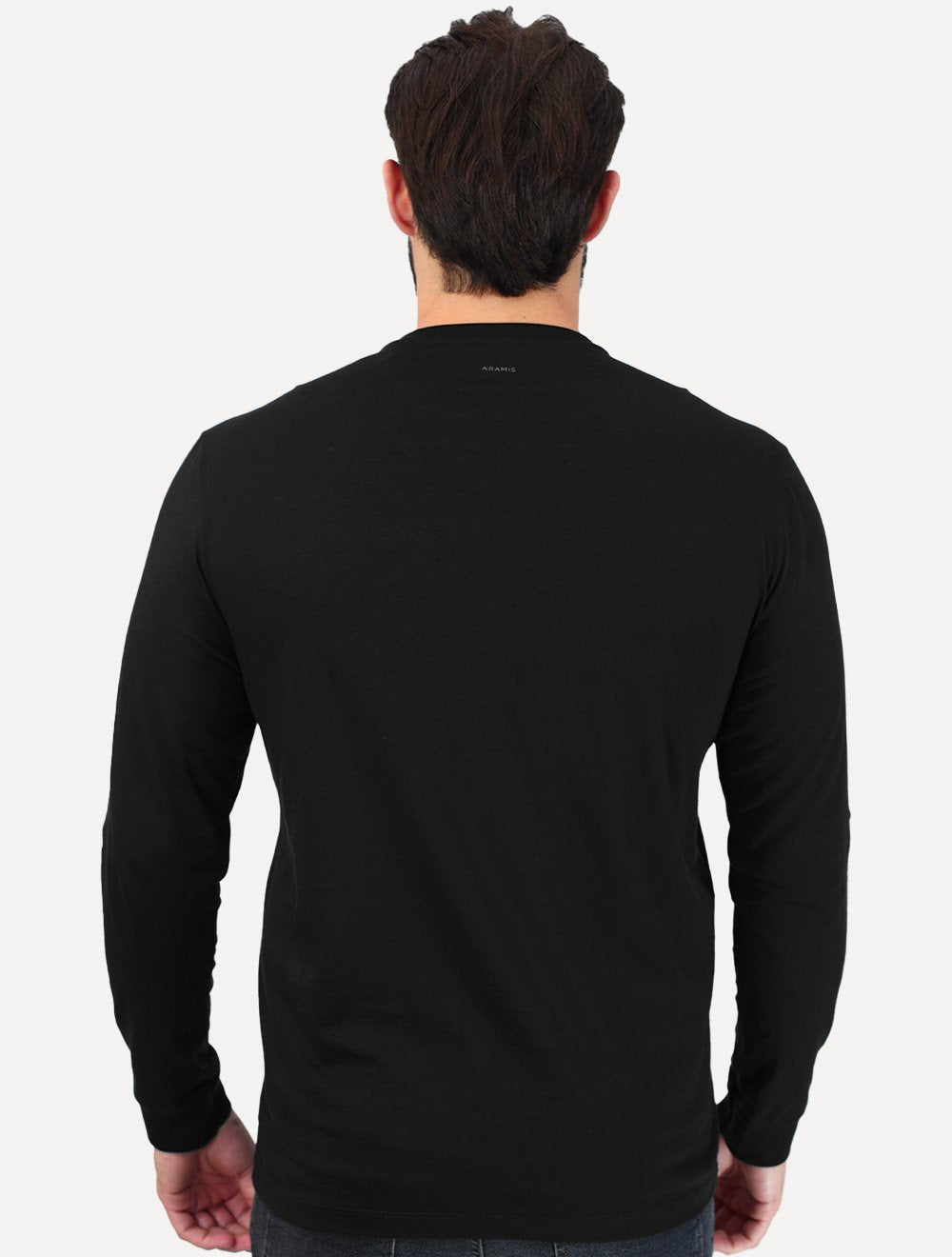 Camiseta Aramis Masculina Manga Longa Basica Mono Logo Preta