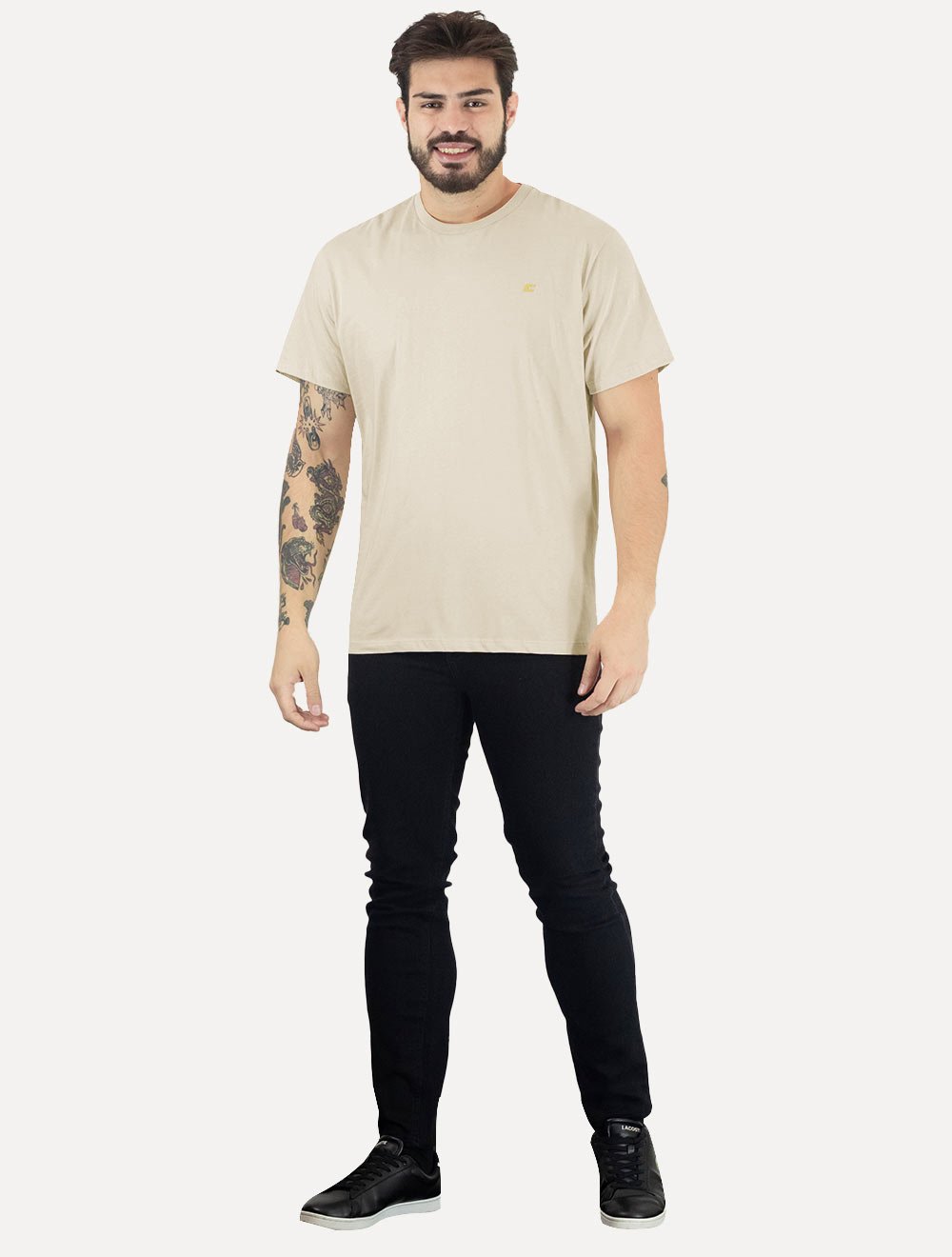 Camiseta Colcci Masculina Basica Logo Minimalista Off-White