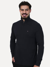 Suéter Tommy Hilfiger Masculino Essential Cotton Half Zip Mock Azul Marinho