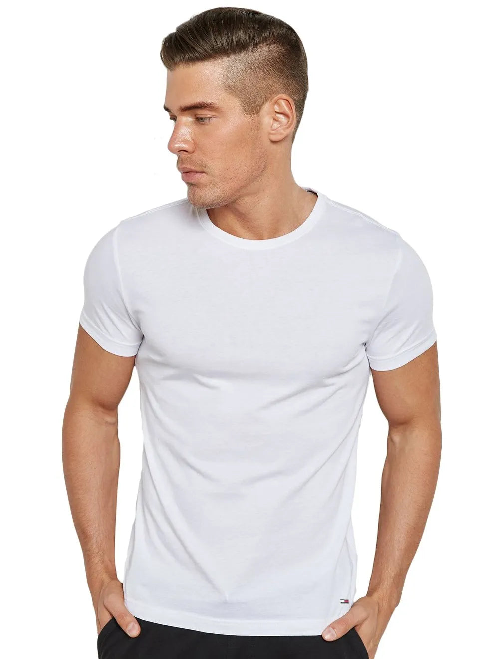 Camisetas Tommy Hilfiger Classic Crewneck Brancas Pack 3UN