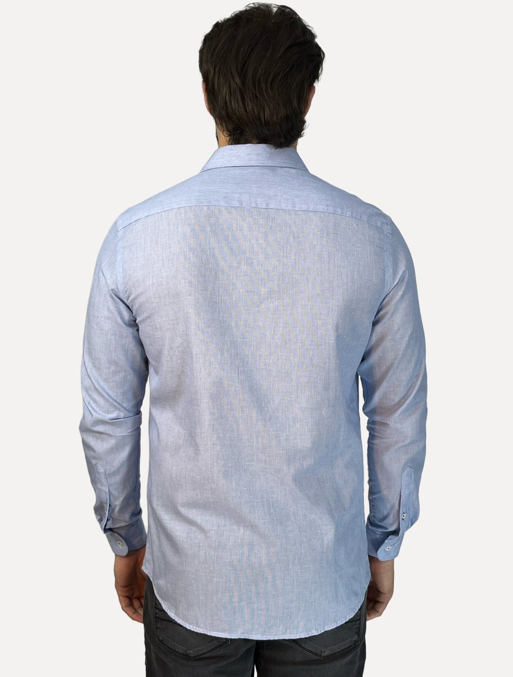 Camisa Dudalina Masculina Slim Fit Superfine Tricoline Cotton Azul Médio