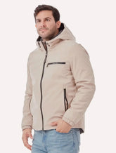 Jaqueta Calvin Klein Jeans Hooded CK Peito Cáqui Claro