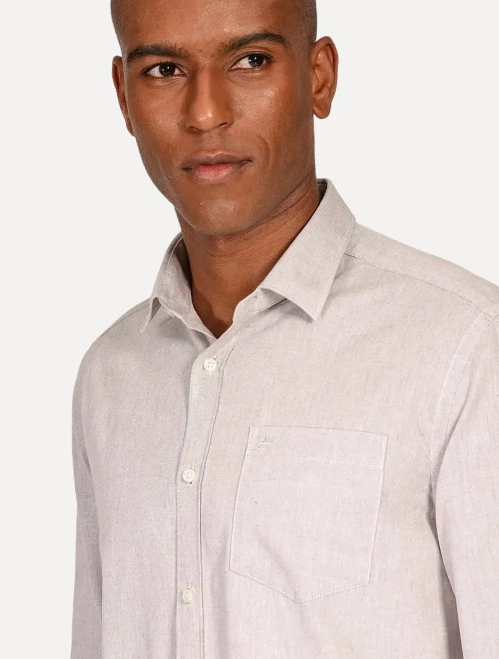 Camisa Aramis Masculina Regular Algodão Lotte Pocket Cáqui Mescla