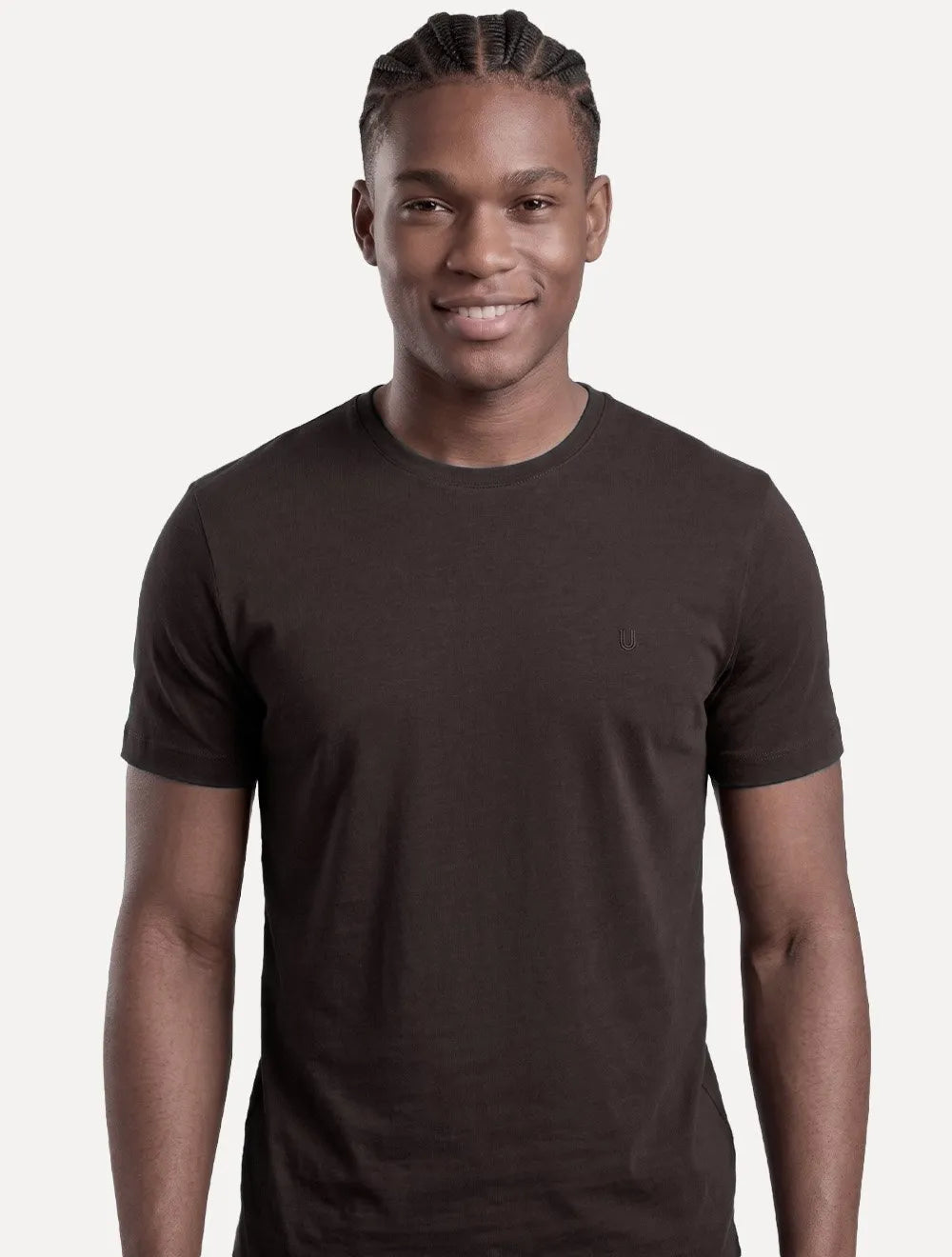 Camiseta Individual Masculina Slim Pima Soft Touch Logo Marrom Escuro