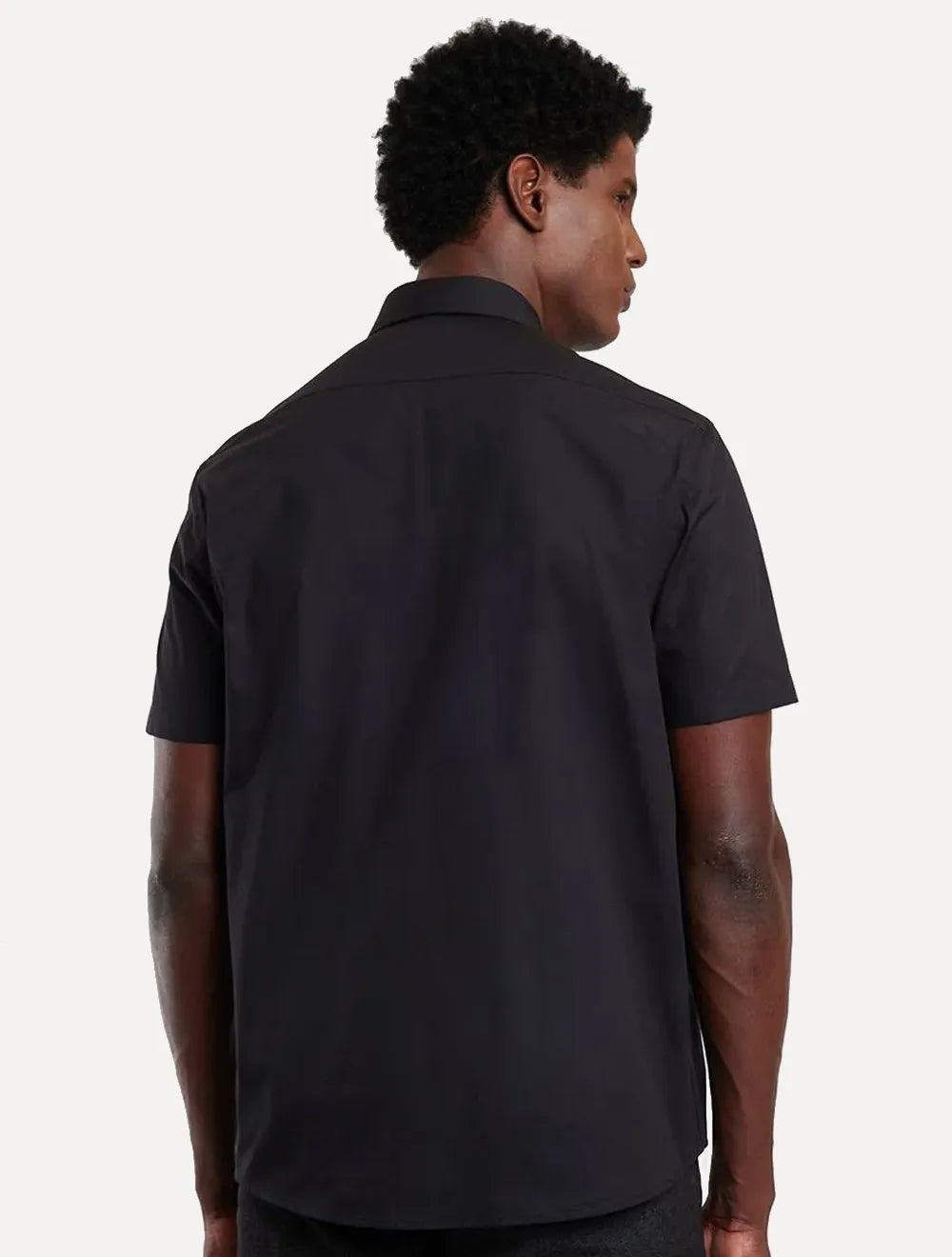 Camisa Aramis Masculina Manga Curta Tricoline Stretch Pocket Preta