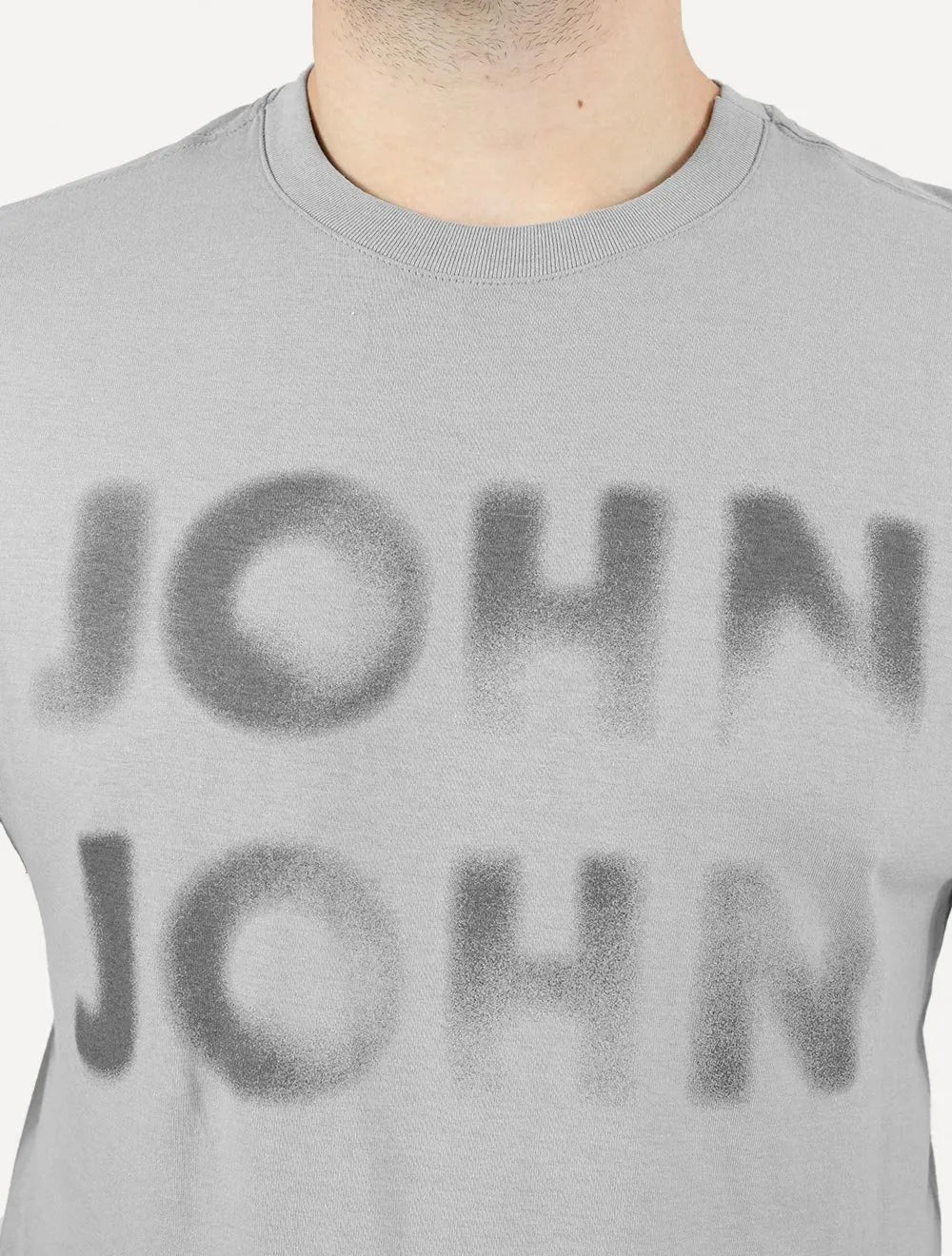 Camiseta John John Masculina Logo Blur Cinza Médio