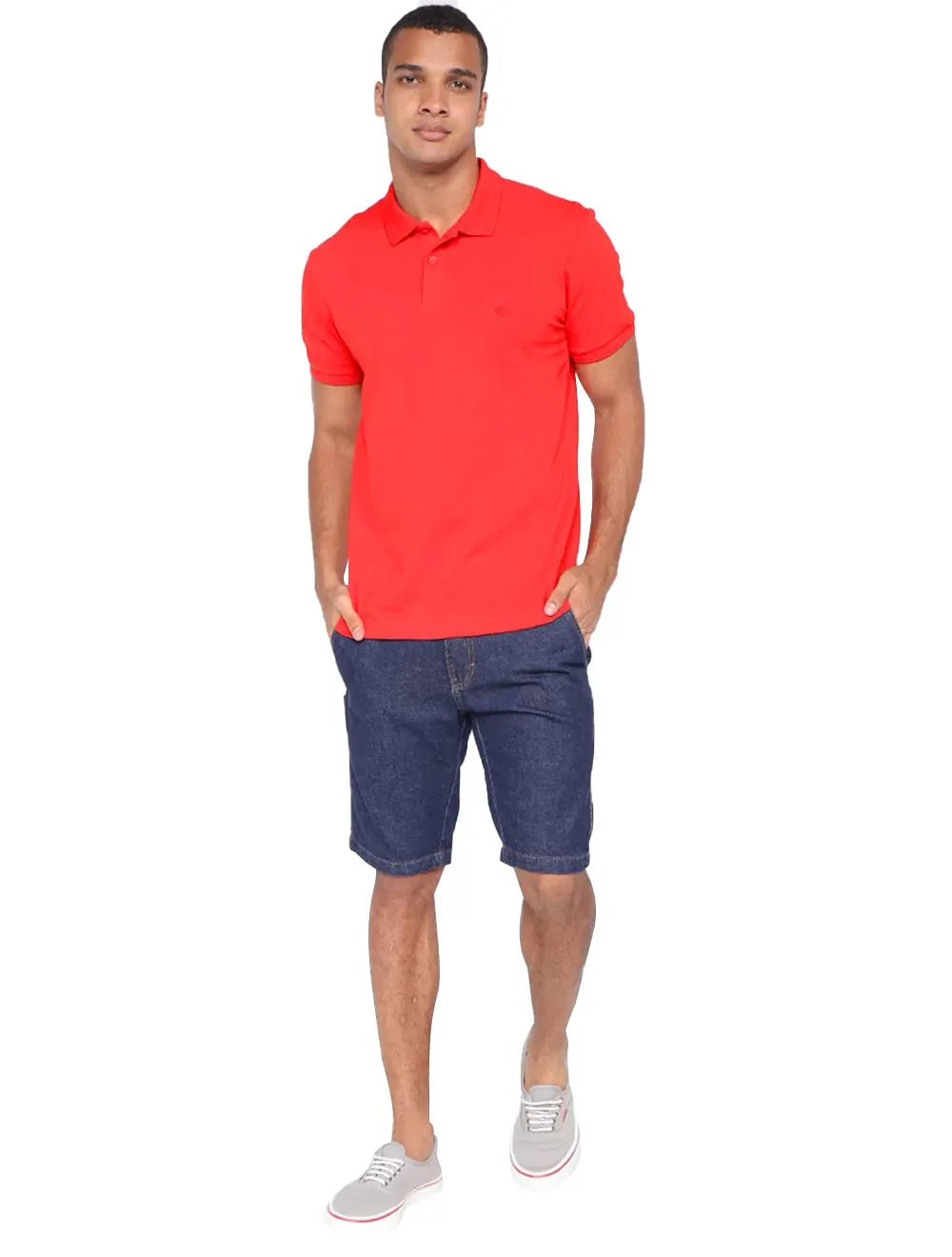Polo Forum Masculina Piquet Muscle Logo Vermelha