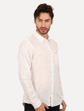 Camisa Tommy Jeans Masculina Regular Linen Blend Pocket Branca