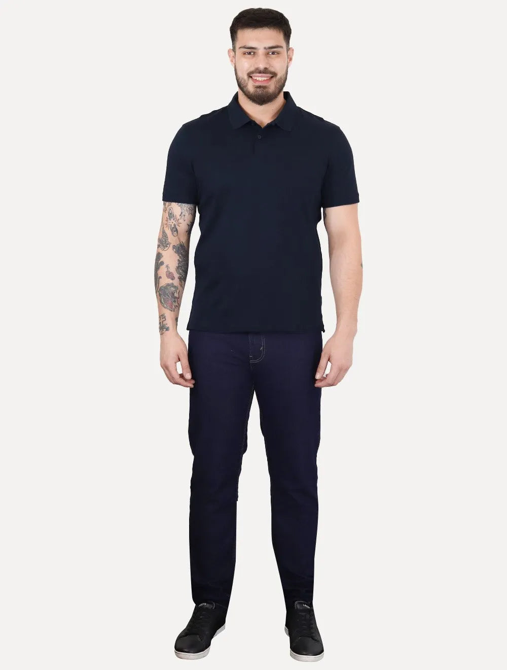 Polo Calvin Klein Masculina Regular Básica Interlock Liquid Touch Azul Marinho