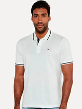 Polo Tommy Jeans Masculina Piquet Regular Tipped Branca