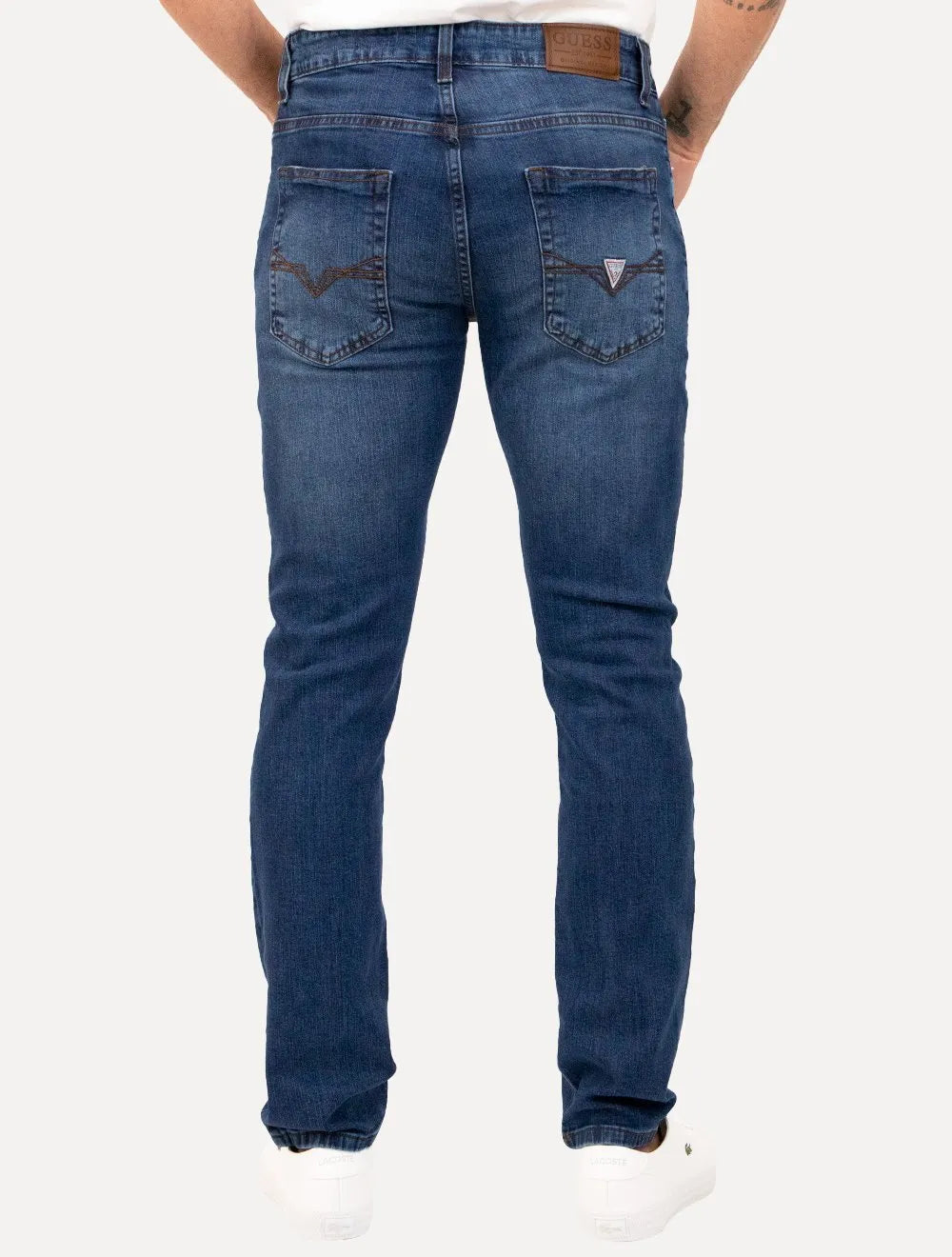 Calça Guess Jeans Masculina Slim Straight Inter Tag Azul Médio