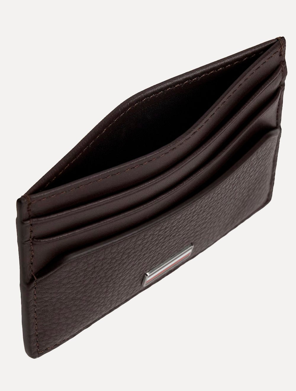 Carteira Tommy Hilfiger Porta Cartão Couro Logo Centarl CC Holder Marrom