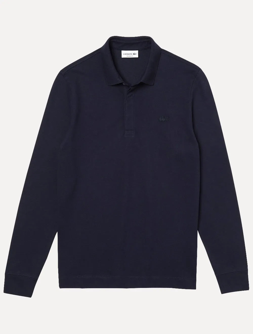 Polo Lacoste Masculina Piquet Manga Longa Paris Stretch Azul Marinho