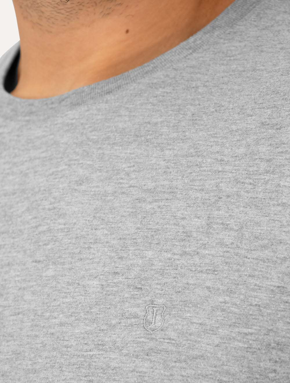 Camiseta Individual Masculina Slim Logo Cinza Mescla