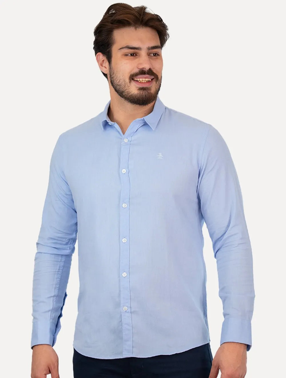 Kit Camisas Original Penguin | Masculina Regular Flanela e Oxford Azul Claro Mescla /Azul Marinho