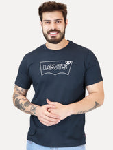 Camiseta Levis Masculina Relaxed Center Logo Stripe Azul Marinho