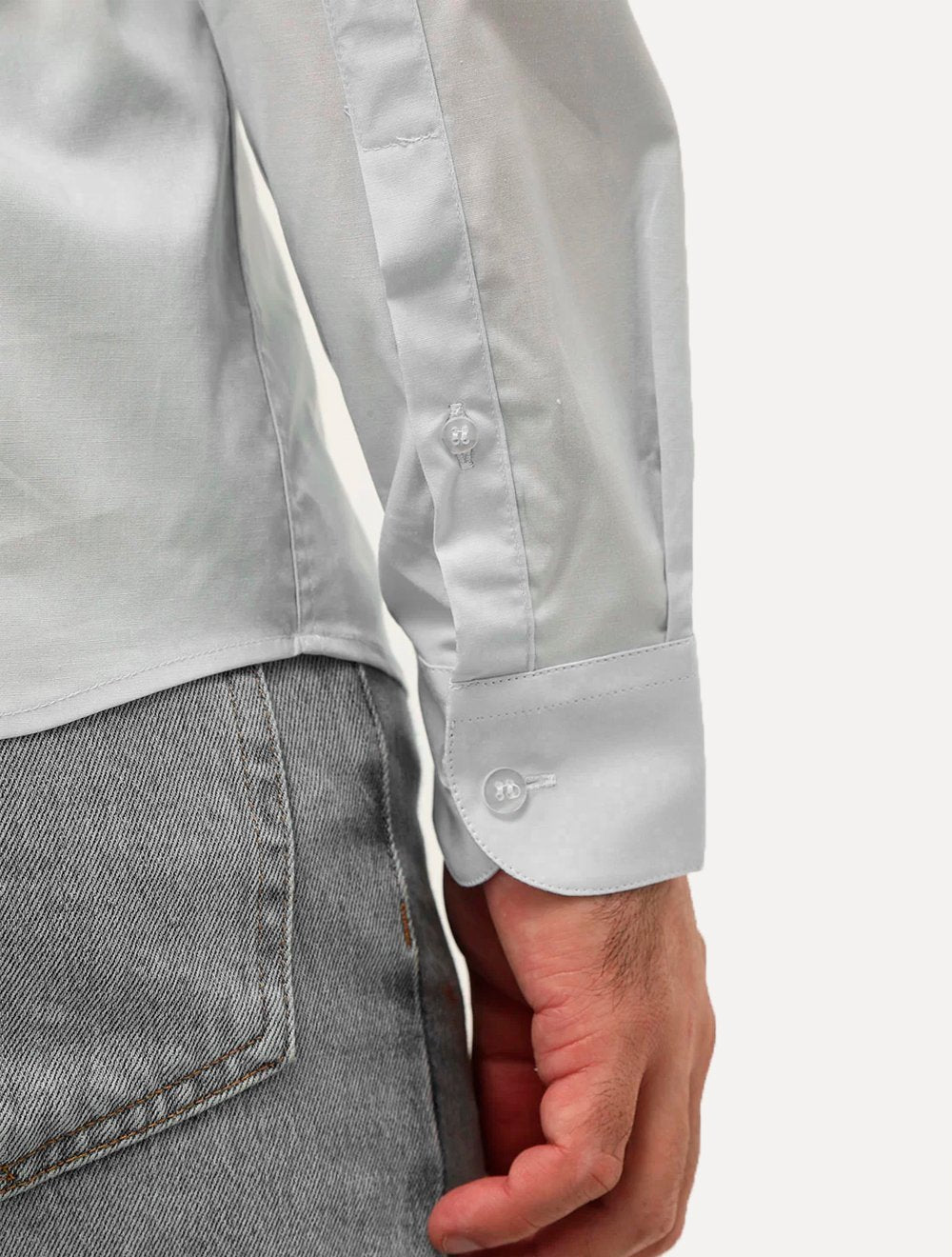 Camisa Ellus Masculina Tricoline LY Slim Italian Cinza