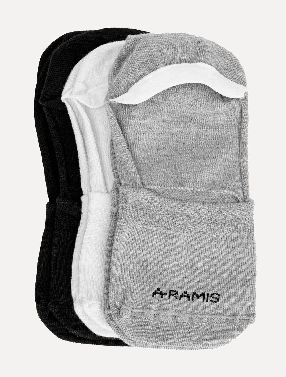 Meia Aramis Masculina Invisível Preta Mescla Branca Kit 3 Pares