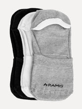 Meia Aramis Masculina Invisível Preta Mescla Branca Kit 3 Pares