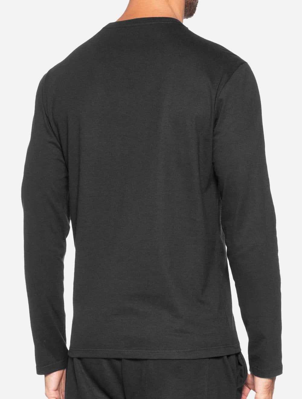 Camiseta Calvin Klein Jeans Masculina Manga Longa Logo Leather Center Preta