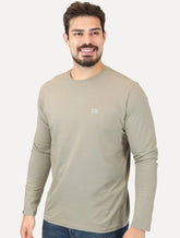 Camiseta King & Joe Masculina Manga Longa Basic Light Small Logo Cinza Médio