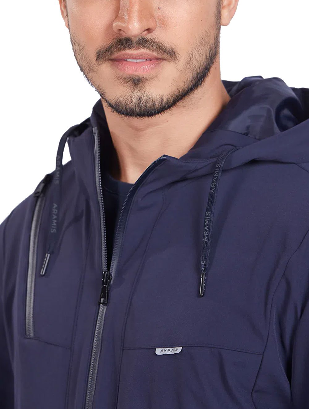 Jaqueta Aramis Masculina Hoodie Nylon Bomber Superflex Azul Marinho