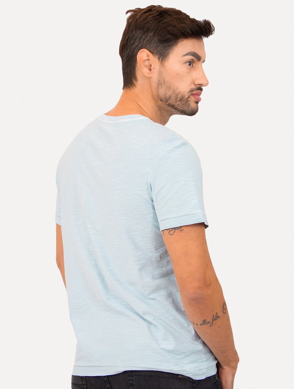 Camiseta Osklen Masculina Slim Rough Orange Sash Azul Claro