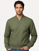 Jaqueta Calvin Klein Masculina Bomber Logo Full Zip Verde Oliva