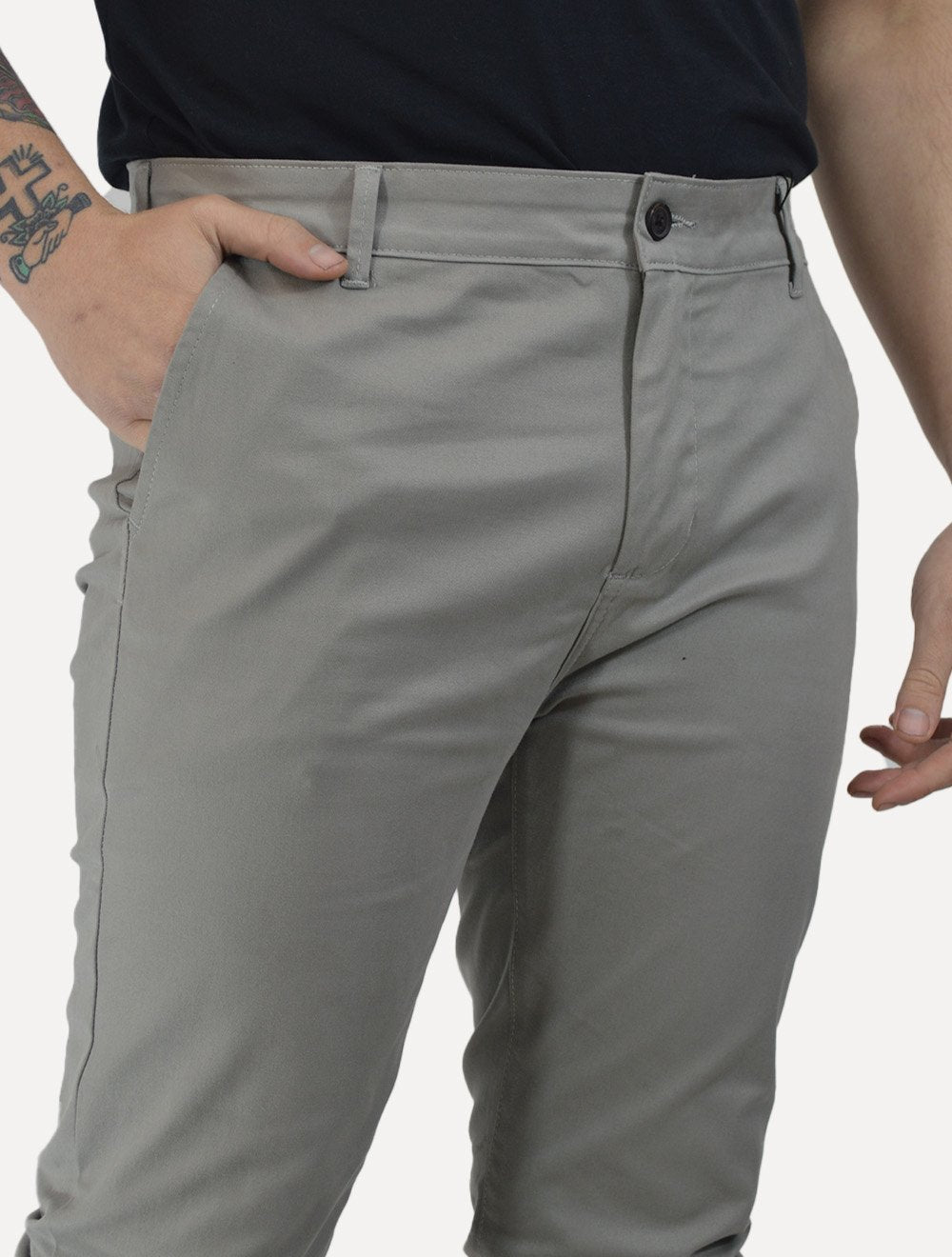 Calça King & Joe Sarja Masculina Slim Cinza