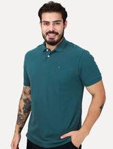 Polo Aramis Masculina Regular Basic Piquet Surton Mono Logo Azul Petróleo