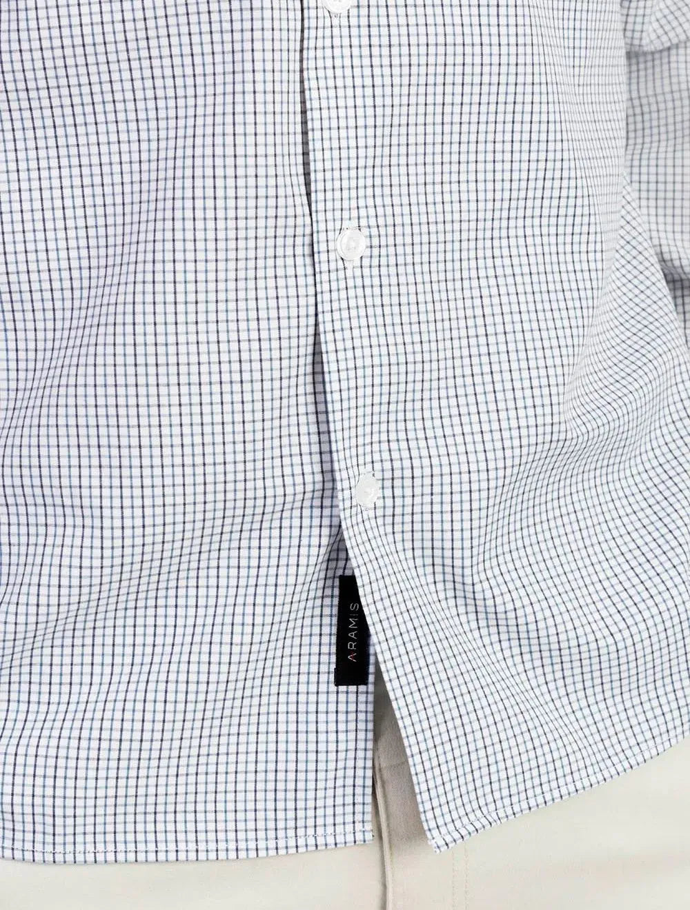 Camisa Aramis Regular Tricoline Micro Xadrez Branca/Azul