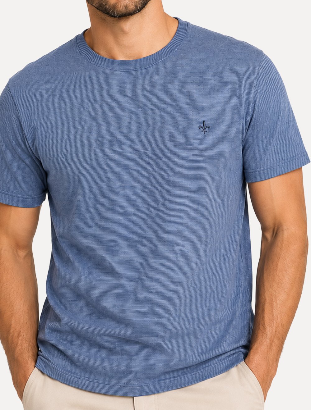 Camiseta Dudalina Regular Fit Listras Azul Marinho