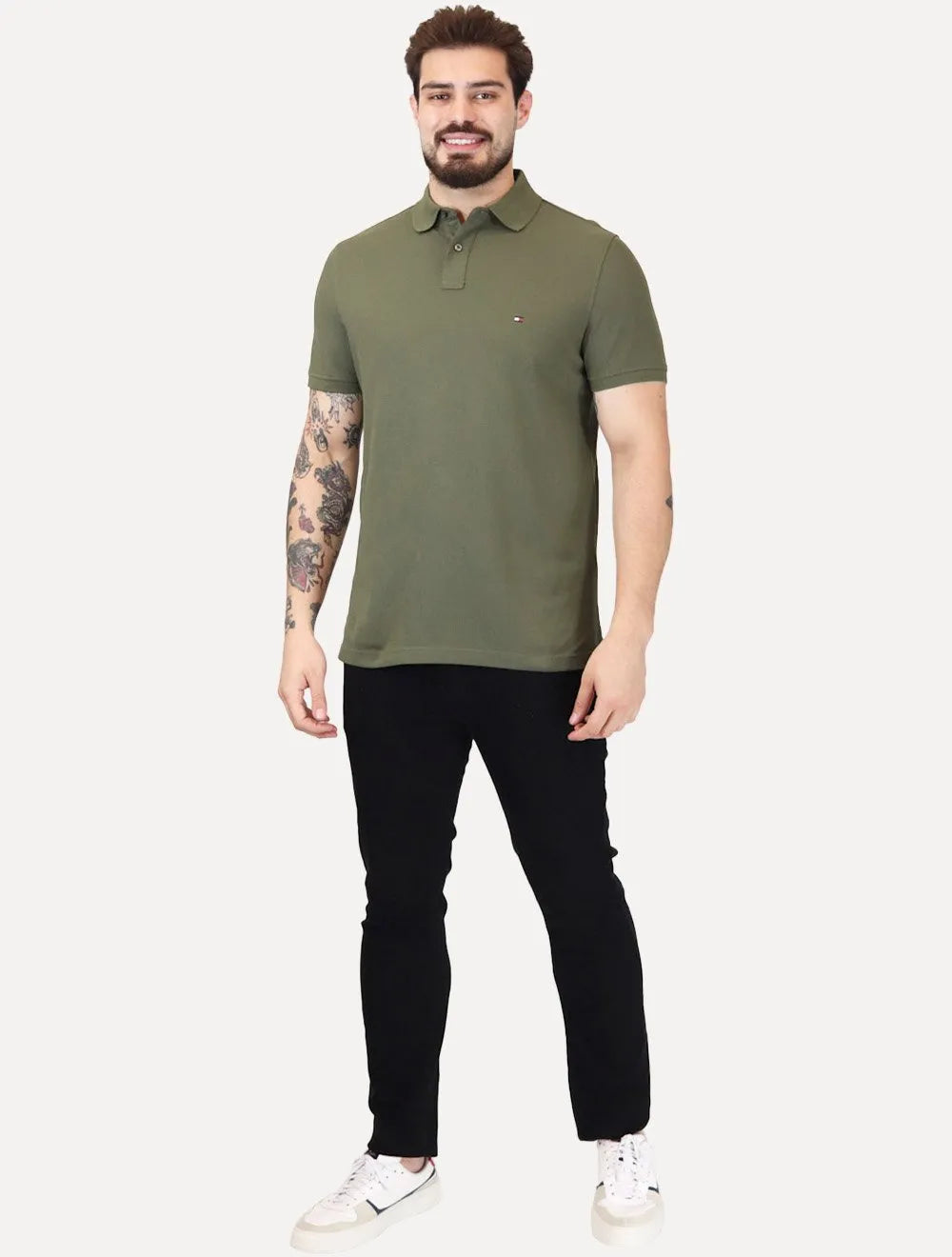 Polo Tommy Hilfiger Masculina Regular Piquet 1985 Verde Militar
