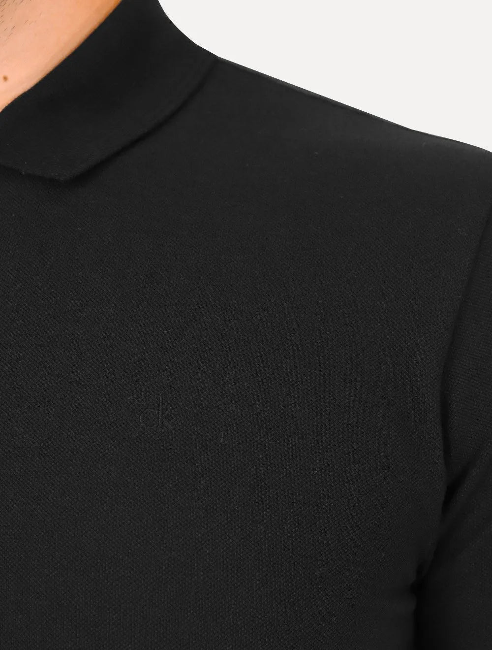 Polo Calvin Klein Masculina Piquet Slim Half Zip Preta