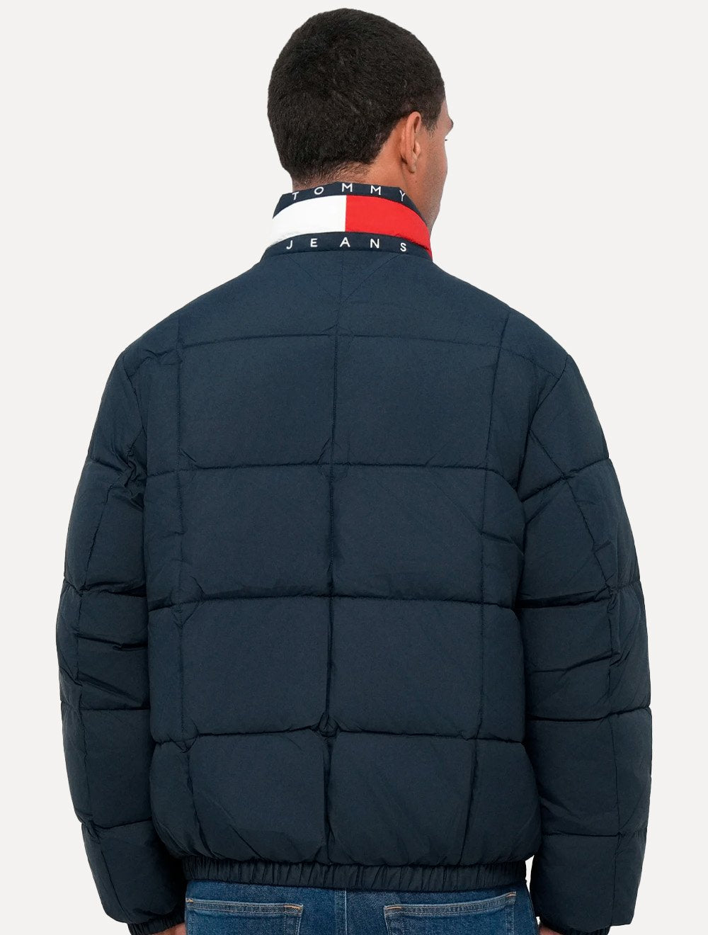 Jaqueta Tommy Hilfiger Masculina Puffer Collar DNA Azul Marinho