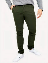 Calça Aramis Masculina Chino Sarja Classica Button Verde Escuro