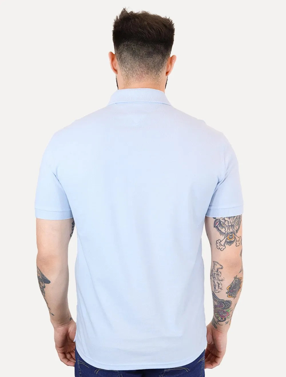 Polo Tommy Hilfiger Masculina Piquet Regular Placket Azul Claro