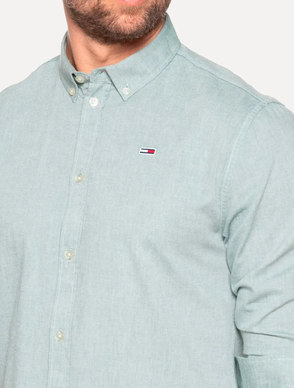 Camisa Tommy Jeans Masculina Regular Entry Oxford Verde Escuro Mescla