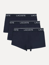 Cueca Lacoste Trunk Boxer Lettered Waist Azul Marinho Pack 3UN
