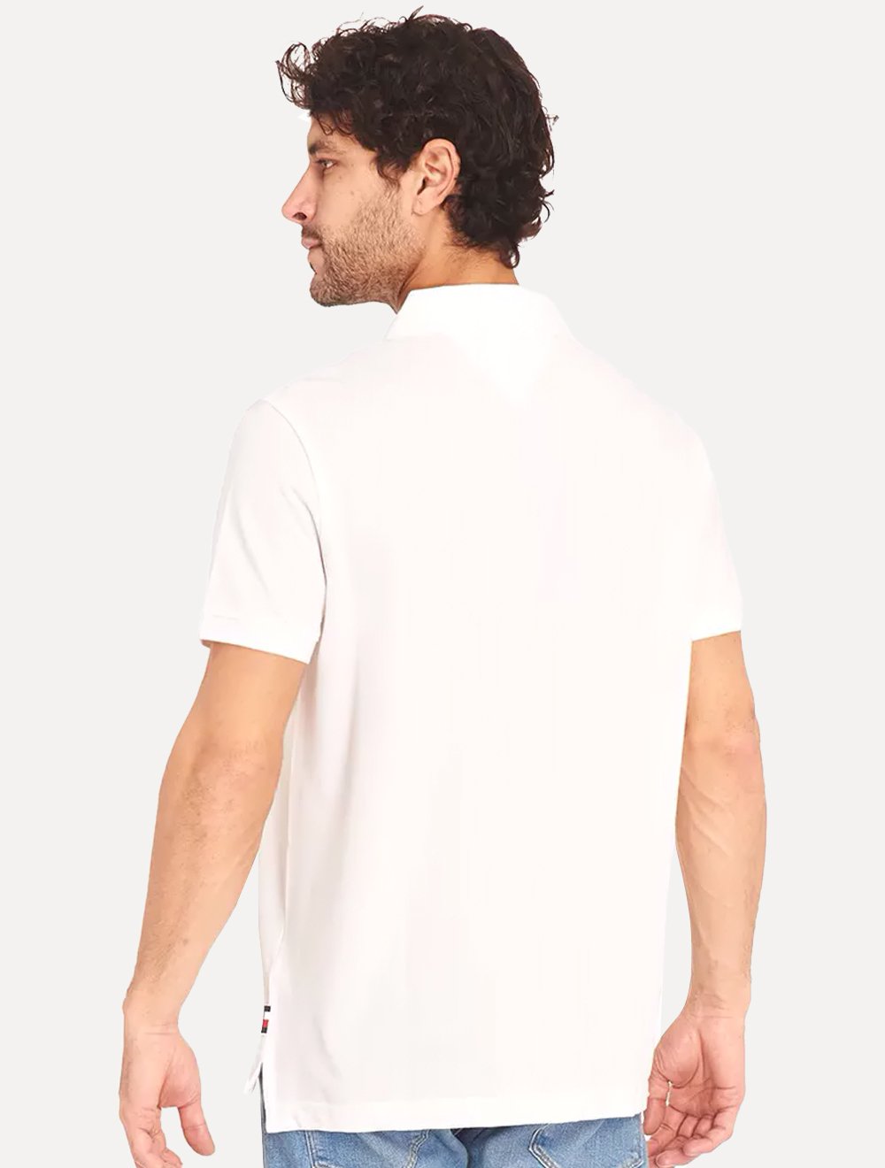 Polo Tommy Hilfiger Masculina Piquet Small Chest Stripe Branca