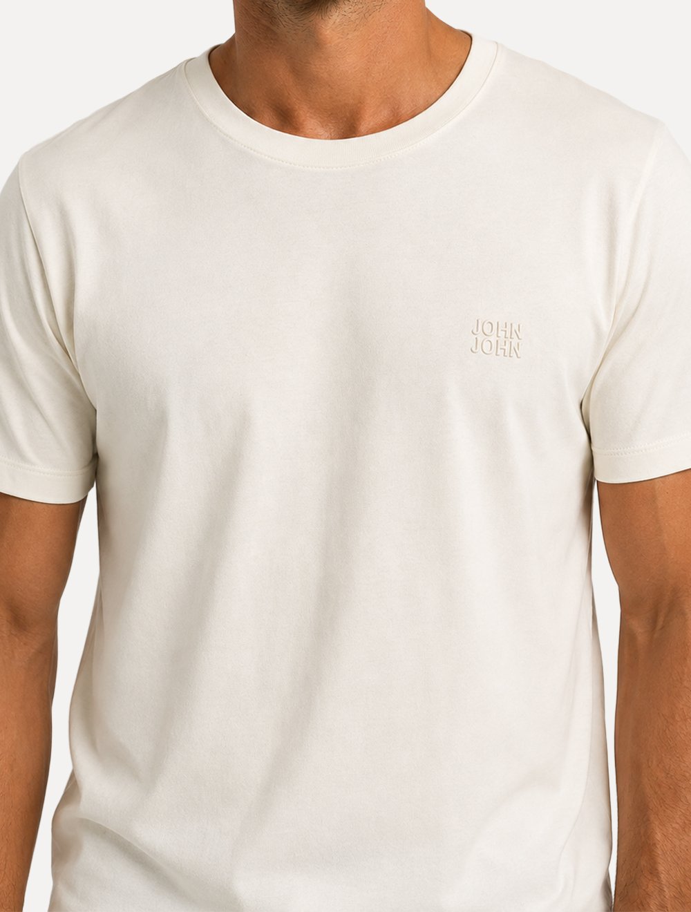 Camiseta John John Masculina Regular Fit Basic Uno Lisa Off White