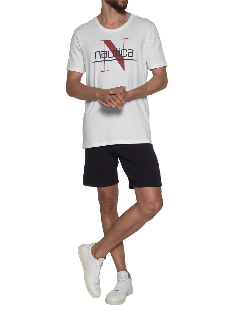 Camiseta Nautica Masculina N Logo Underline Branca