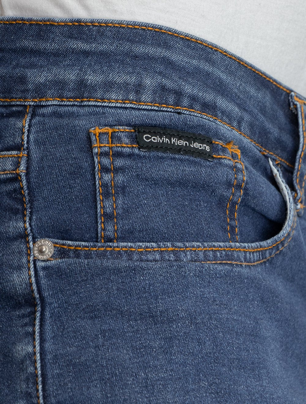 Calça Calvin Klein Jeans Masculina Slim 5 Pockets Azul Marinho