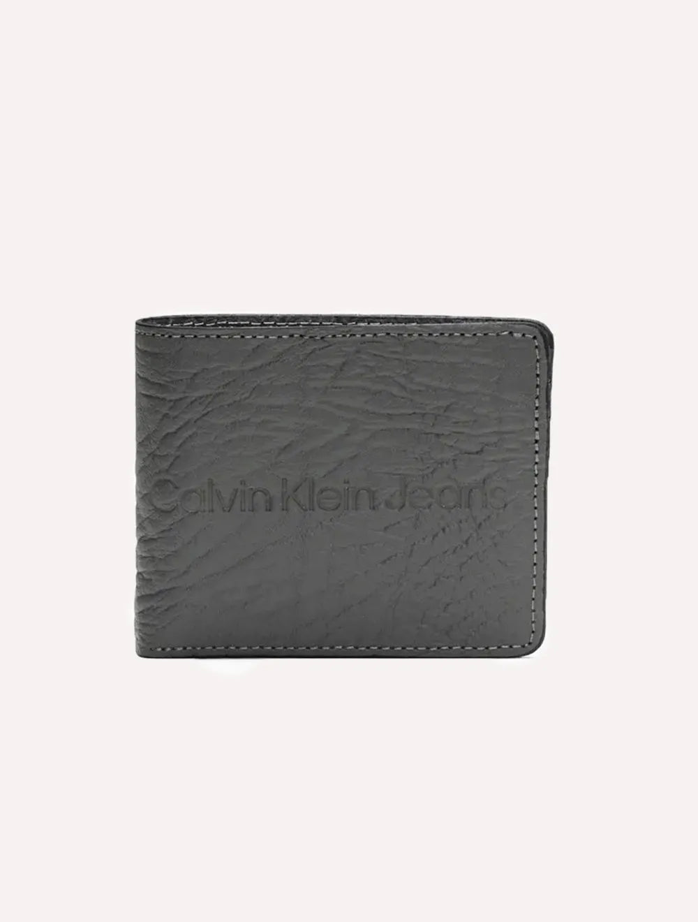 Carteira Calvin Klein Jeans Couro Basic Paquiderme Chumbo